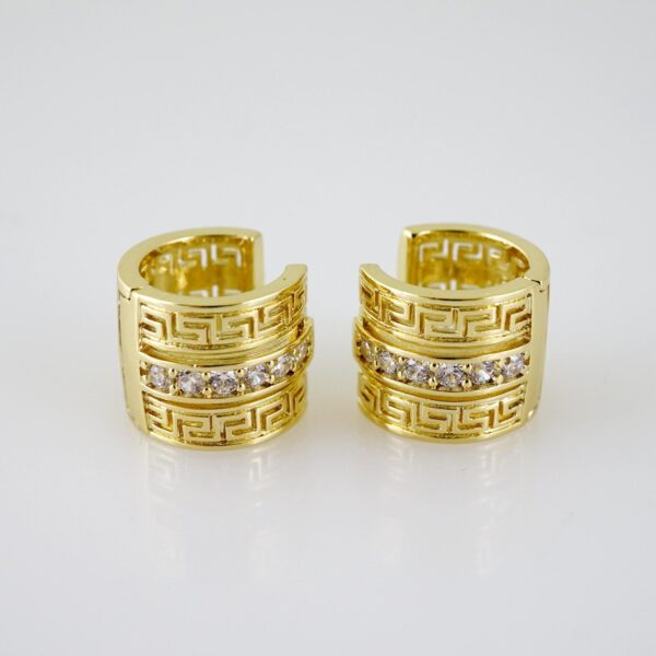 E2555 Earrings - Aretes - Zircon Stone - 14K Real Color