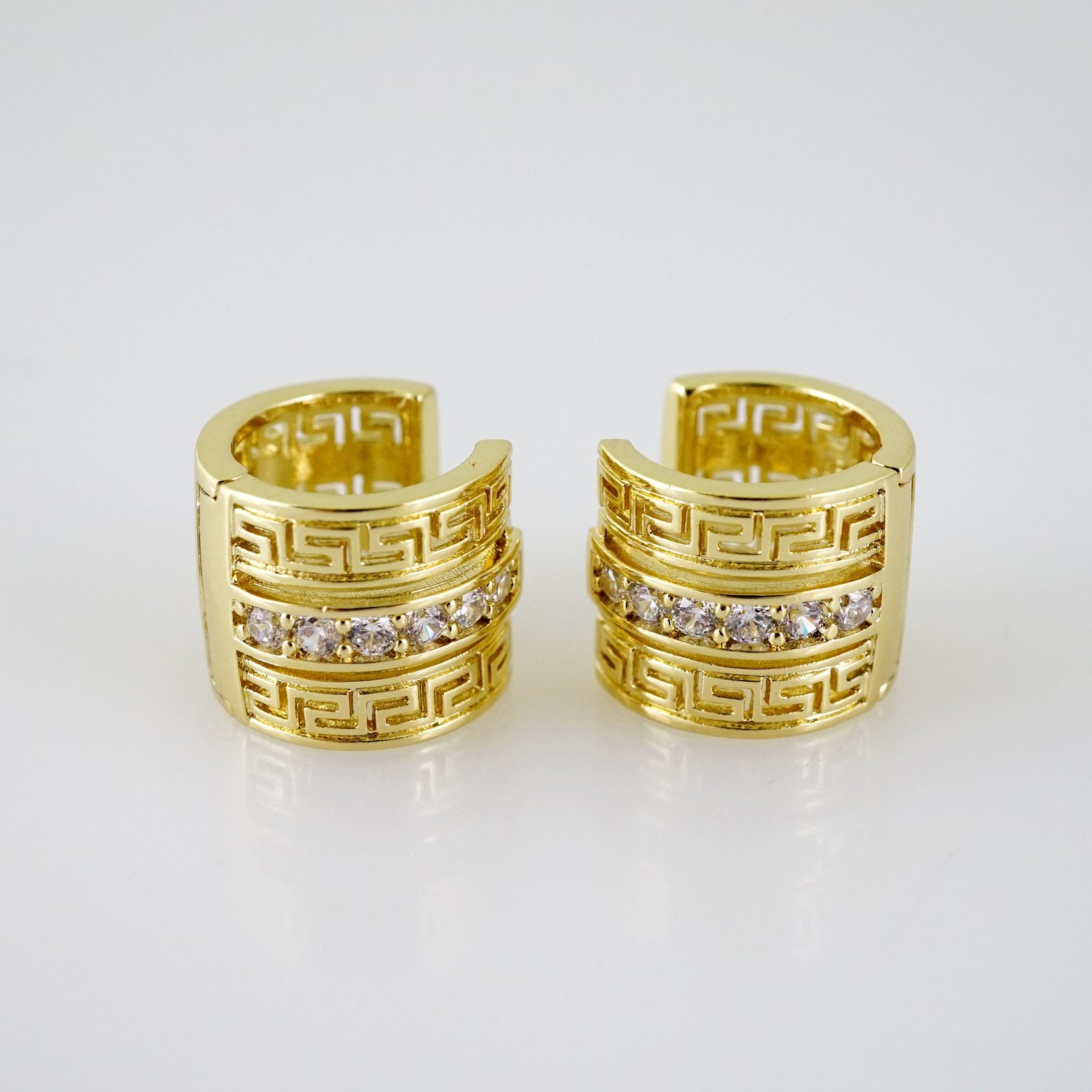 E2555 Earrings - Aretes - Zircon Stone - 14K Real Color