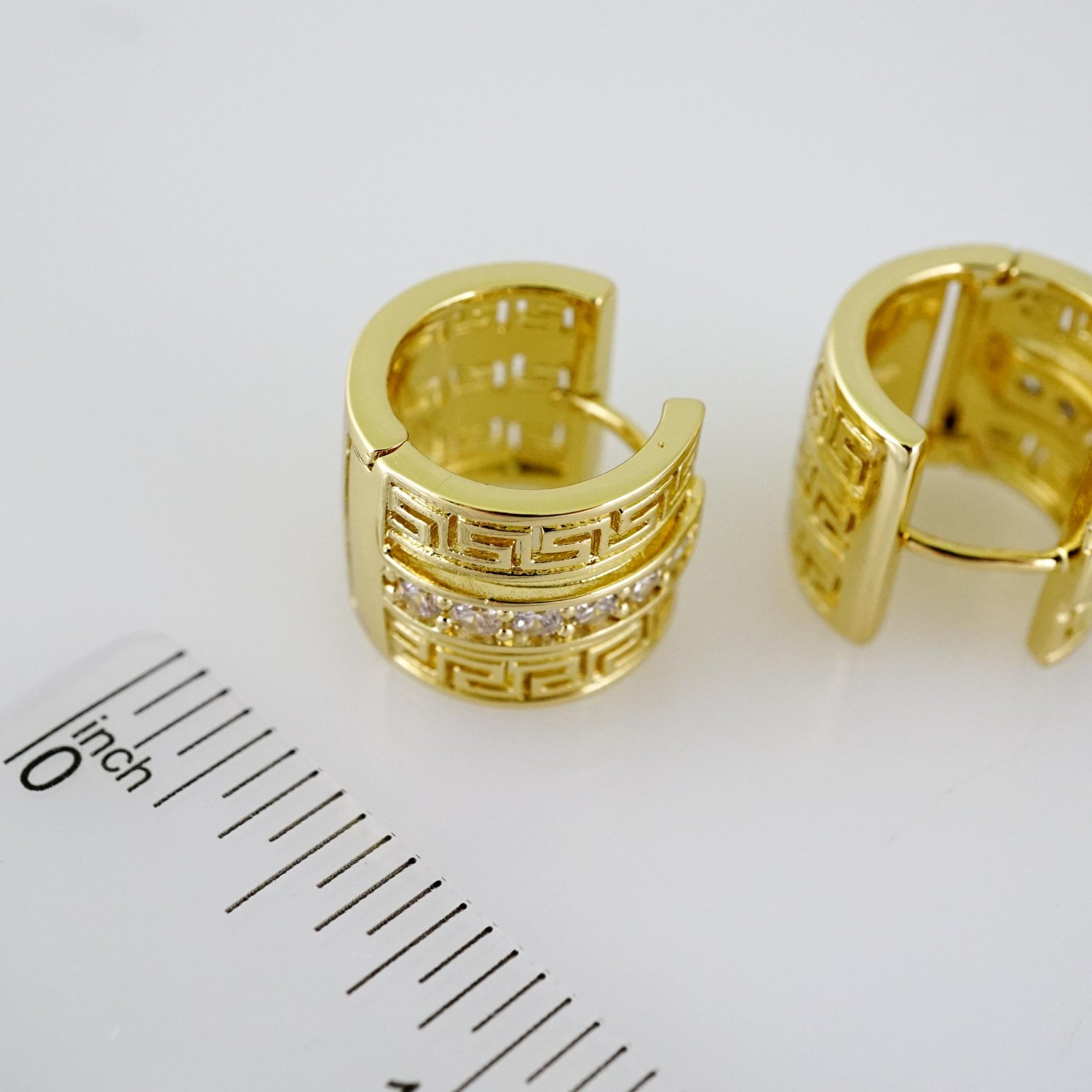 E2555 Earrings - Aretes - Zircon Stone - 14K Real Color - Image 3