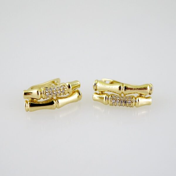 E2561 Earrings - Aretes - Zircon Stone - 14K Real Color