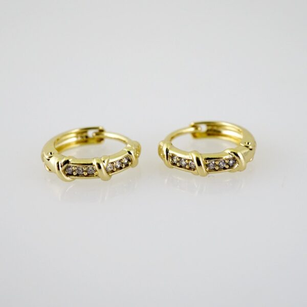 E2565 Earrings - Aretes - Zircon Stone - 14K Real Color