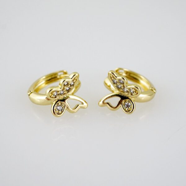 E2567 Earrings - Aretes - Zircon Stone - 14K Real Color