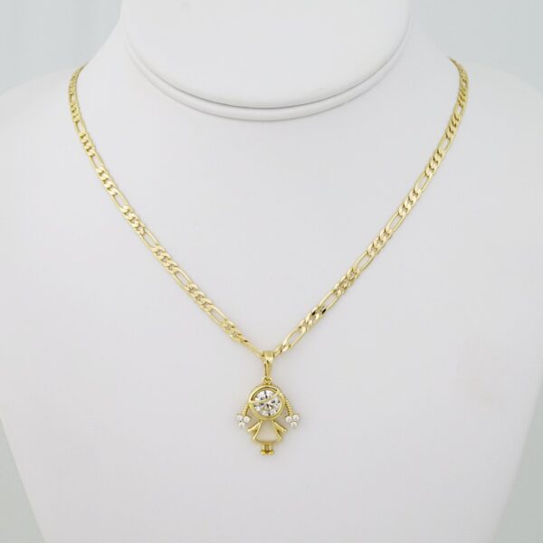 SET1568 Cadenas - Colgante -  Chain W - Pendants - 14K Real Color - Zircon Stone - 3mmX55cm Figaro