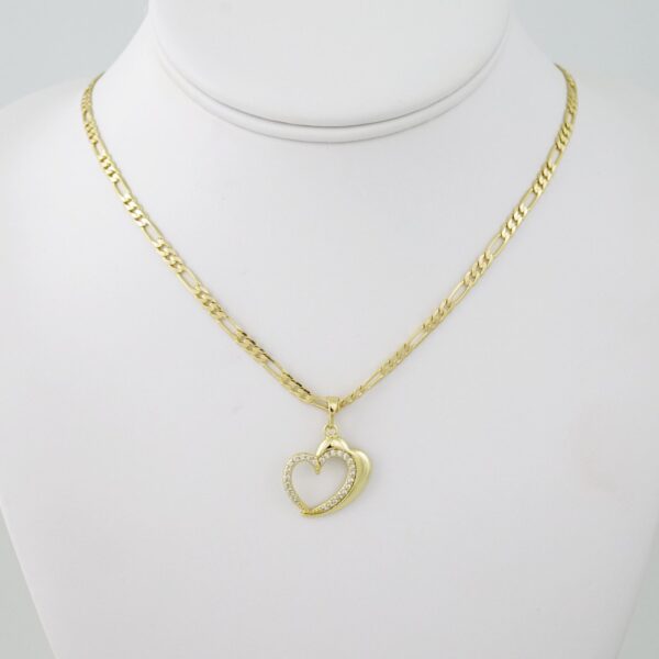 SET1577 Cadenas - Colgante -  Chain W - Pendants - 14K Real Color - Zircon Stone - 3mmX60cm Figaro