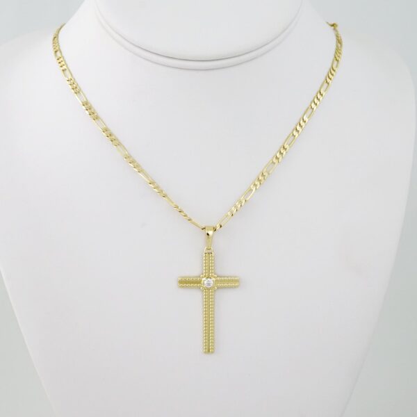 SET1578 Cadenas - Colgante -  Chain W - Pendants - 14K Real Color - Zircon Stone - 3mmX60cm Figaro