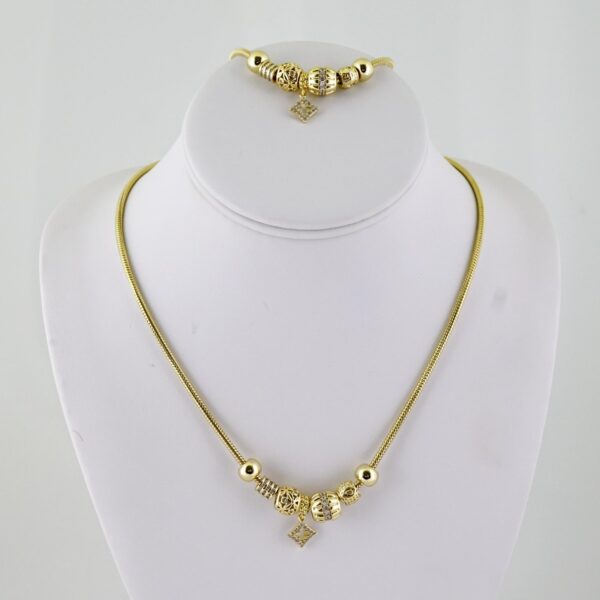 SET1766 Gargantilla & Pulsera / Choker W/ Bracelet/ Zircon Stone/ 14K Real Color