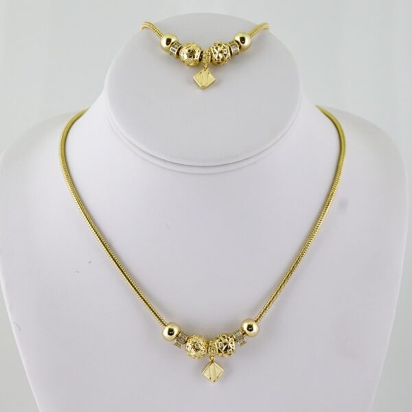 SET1768 Gargantilla & Pulsera / Choker W/ Bracelet/ Zircon Stone/ 14K Real Color