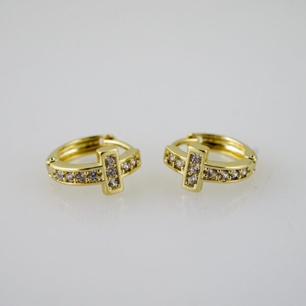 E2578 Earrings - Aretes - Zircon Stone - 14K Real Color