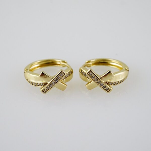 E2090 Earrings - Aretes - Zircon Stone - 14K Real Color
