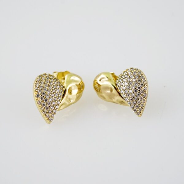 E2095 Earrings - Aretes - Zircon Stone - 14K Real Color