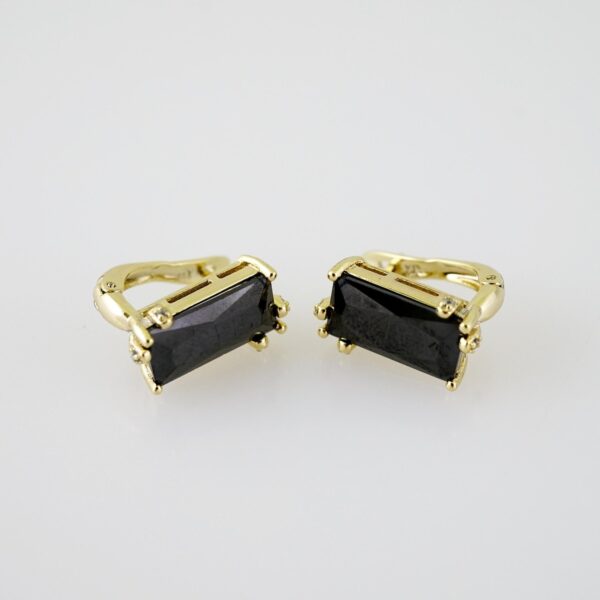 E2097 Earrings - Aretes - Zircon Stone - 14K Real Color - Black
