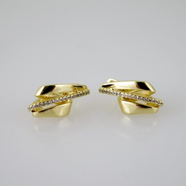 E2585 Earrings - Aretes - Zircon Stone - 14K Real Color