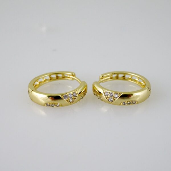 E2587 Earrings - Aretes - Zircon Stone - 14K Real Color