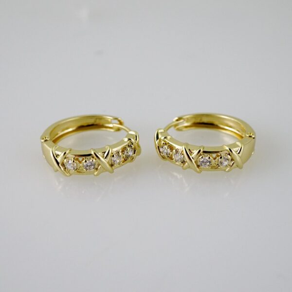 E2594 Earrings - Aretes - Zircon Stone - 14K Real Color