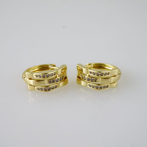 E2597 Earrings - Aretes - Zircon Stone - 14K Real Color