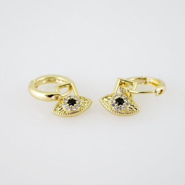 E2122 Earrings - Aretes - Zircon Stone - 14K Real Color