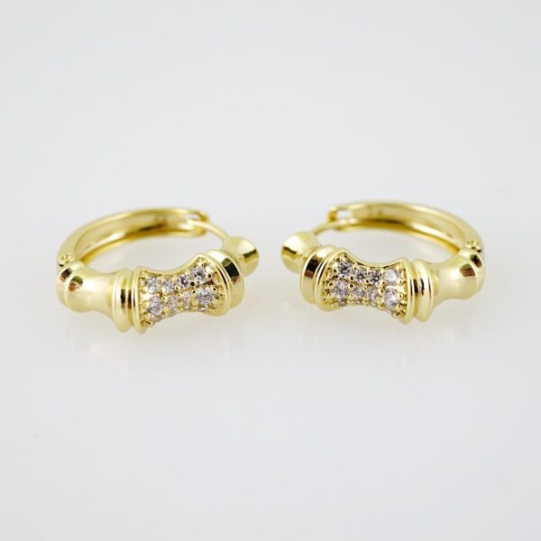 E2123 Earrings - Aretes - Zircon Stone - 14K Real Color