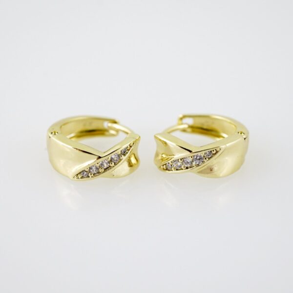E2125 Earrings - Aretes - Zircon Stone - 14K Real Color