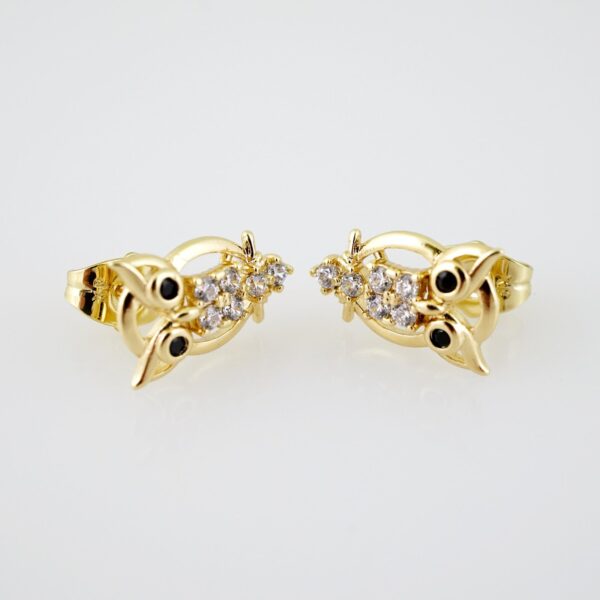 E2128 Earrings - Aretes - Zircon Stone - 14K Real Color