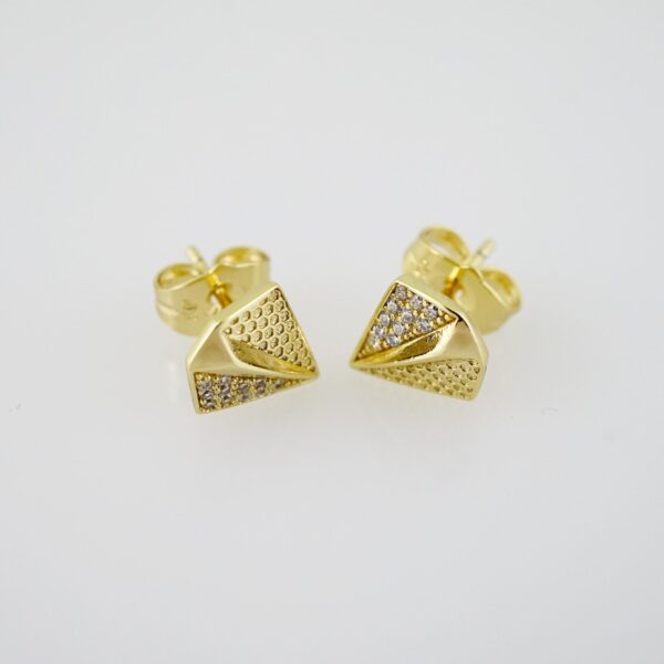 E2132 Earrings - Aretes - Zircon Stone - 14K Real Color
