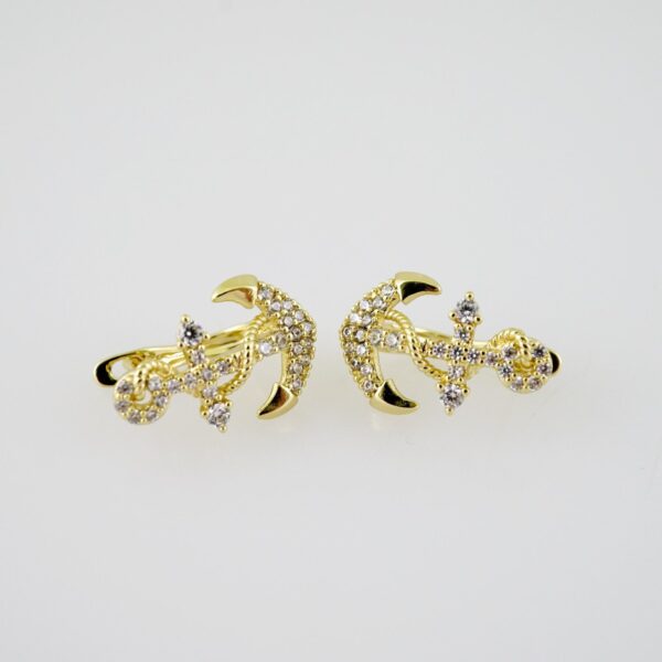E2133 Earrings - Aretes - Zircon Stone - 14K Real Color