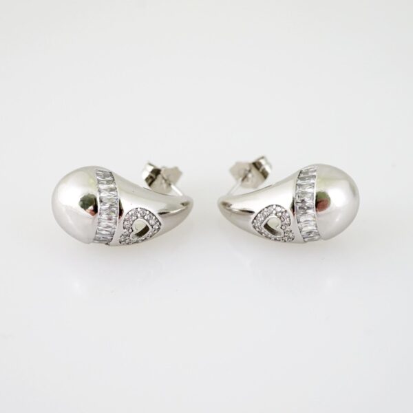 E2140 Earrings - Aretes - Zircon Stone - Silver Color