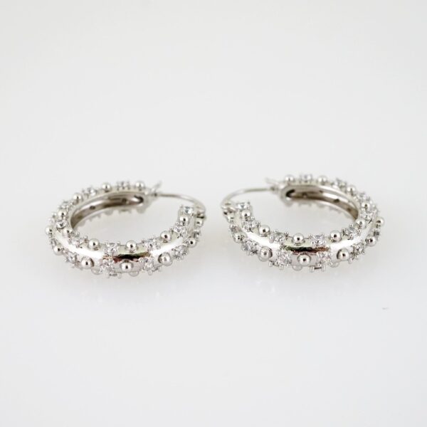 E2141 Earrings - Aretes - Zircon Stone - Silver Color