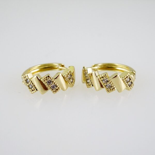 E2602 Earrings - Aretes - Zircon Stone - 14K Real Color