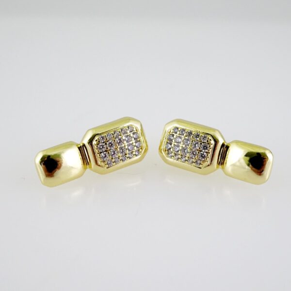 E2605 Earrings - Aretes - Zircon Stone - 14K Real Color