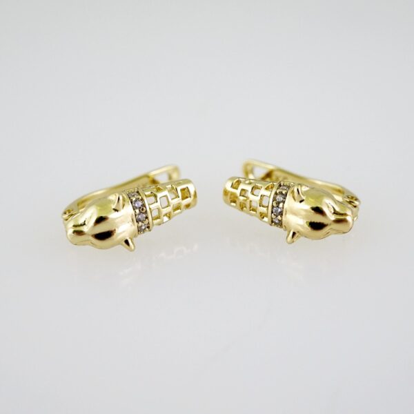 E2606 Earrings - Aretes - Zircon Stone - 14K Real Color