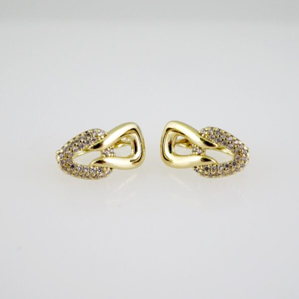 E2608 Earrings - Aretes - Zircon Stone - 14K Real Color