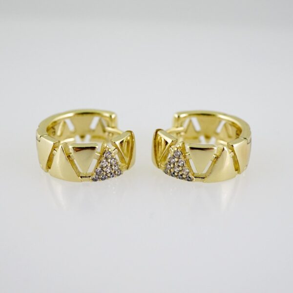 E2611 Earrings - Aretes - Zircon Stone - 14K Real Color