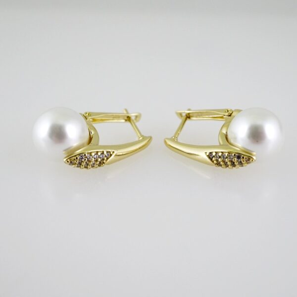 E2613 Earrings - Aretes - Zircon Stone - 14K Real Color