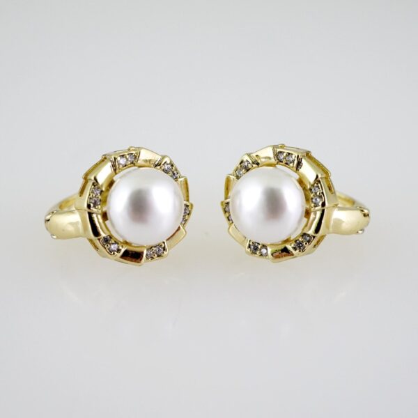 E2614 Earrings - Aretes - Zircon Stone - 14K Real Color