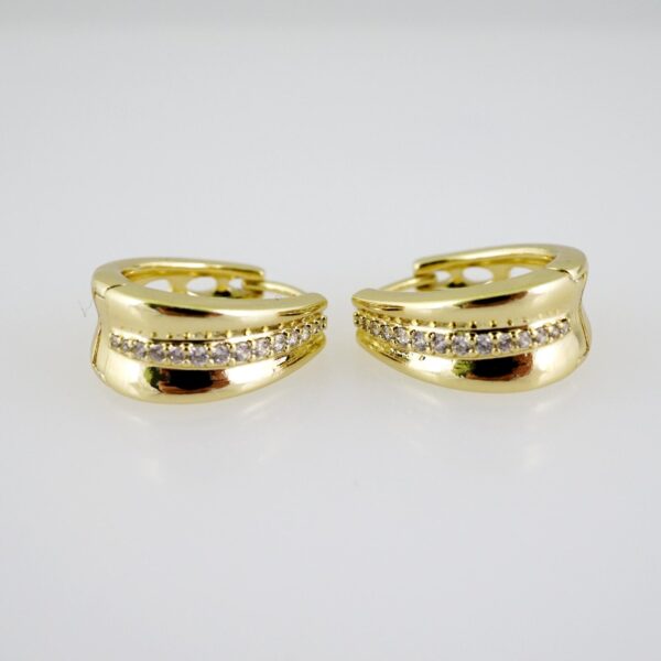 E2616 Earrings - Aretes - Zircon Stone - 14K Real Color