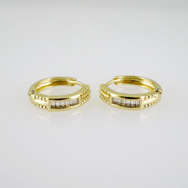 E2618 Earrings - Aretes - Zircon Stone - 14K Real Color