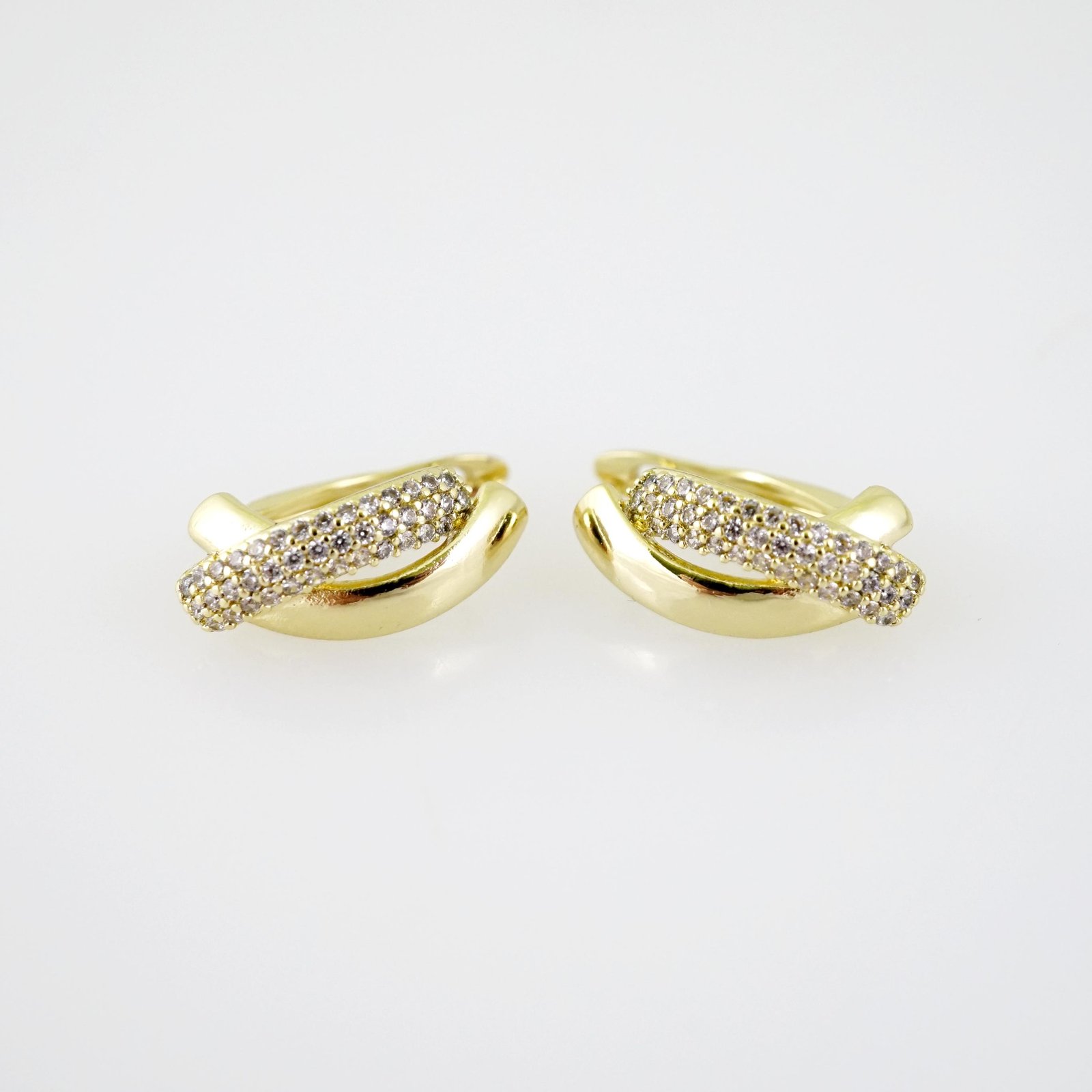 E2621 Earrings - Aretes - Zircon Stone - 14K Real Color