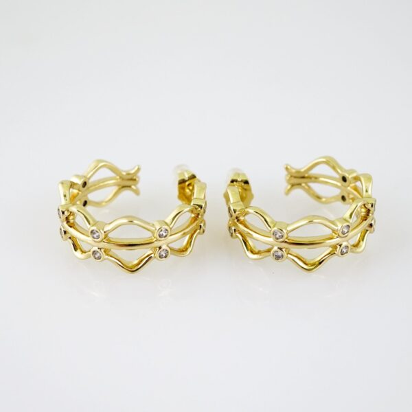 E2625 Earrings - Aretes - Zircon Stone - 14K Real Color