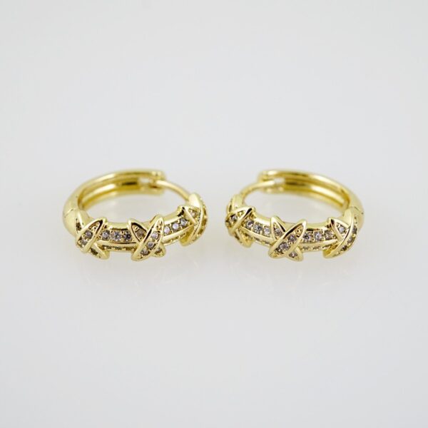 E2154 Earrings - Aretes - Zircon Stone - 14K Real Color