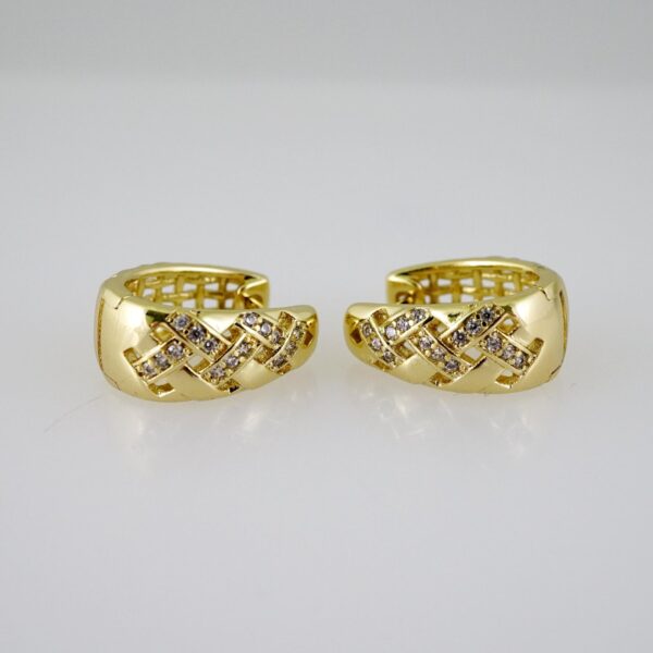 E2633 Earrings - Aretes - Zircon Stone - 14K Real Color
