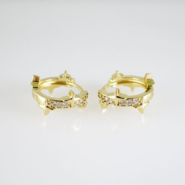 E2651 Earrings - Aretes - Zircon Stone - 14K Real Color
