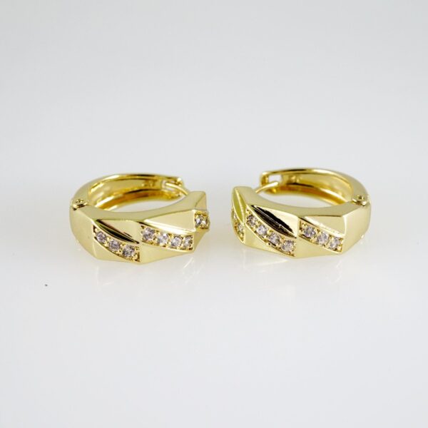 E2652 Earrings - Aretes - Zircon Stone - 14K Real Color