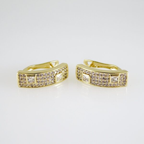 E2655 Earrings - Aretes - Zircon Stone - 14K Real Color