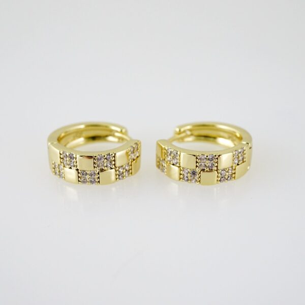 E2682 Earrings - Aretes - Zircon Stone - 14K Real Color
