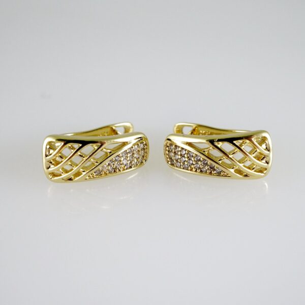 E2662 Earrings - Aretes - Zircon Stone - 14K Real Color