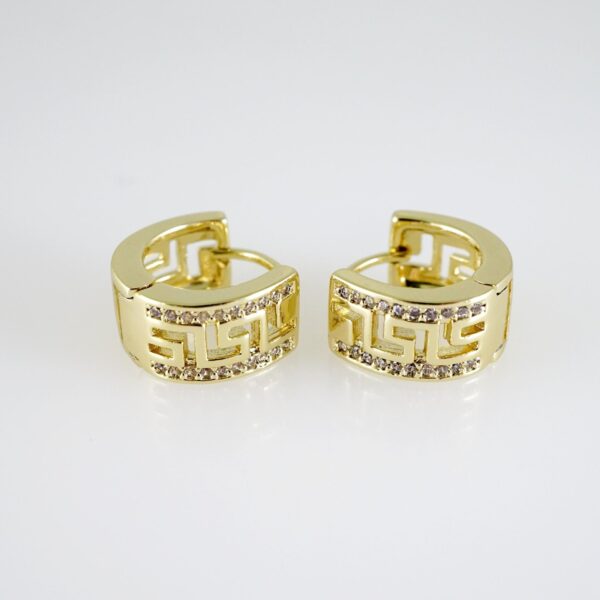 E2663 Earrings - Aretes - Zircon Stone - 14K Real Color