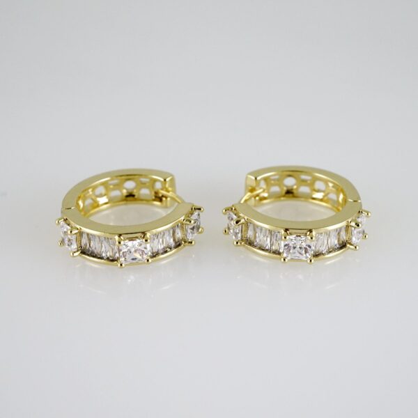 E2666 Earrings - Aretes - Zircon Stone - 14K Real Color