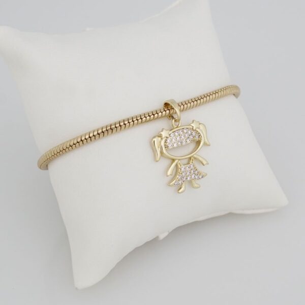 Bracelets Woman/ Manillas Mujer/ 14K Real Color / One Charms 3mm// M0001