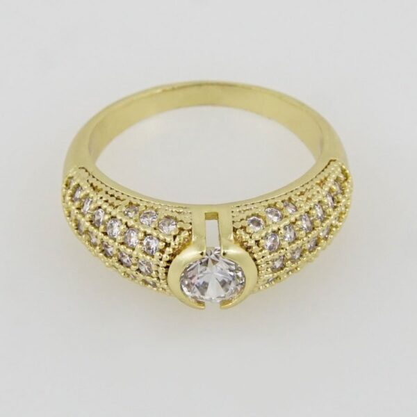 R019 Ring - Anillos -14K Real Color - Zircon Stone