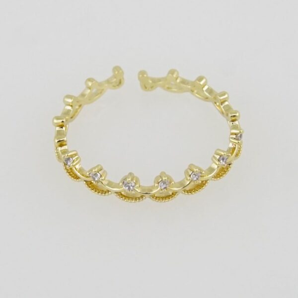 R035 Ring - Anillos - Zircon Stone - 14K Real Color -Ajustable